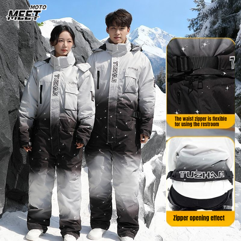 Cycling Gear Winter - เสื้อผ้าสำหรับเล่นสกีฤดูหนาว กันน้ำ อุ่นสบาย ชุดปั่นจักรยาน ชุดกันลมสำหรับขับรถ มีซิป