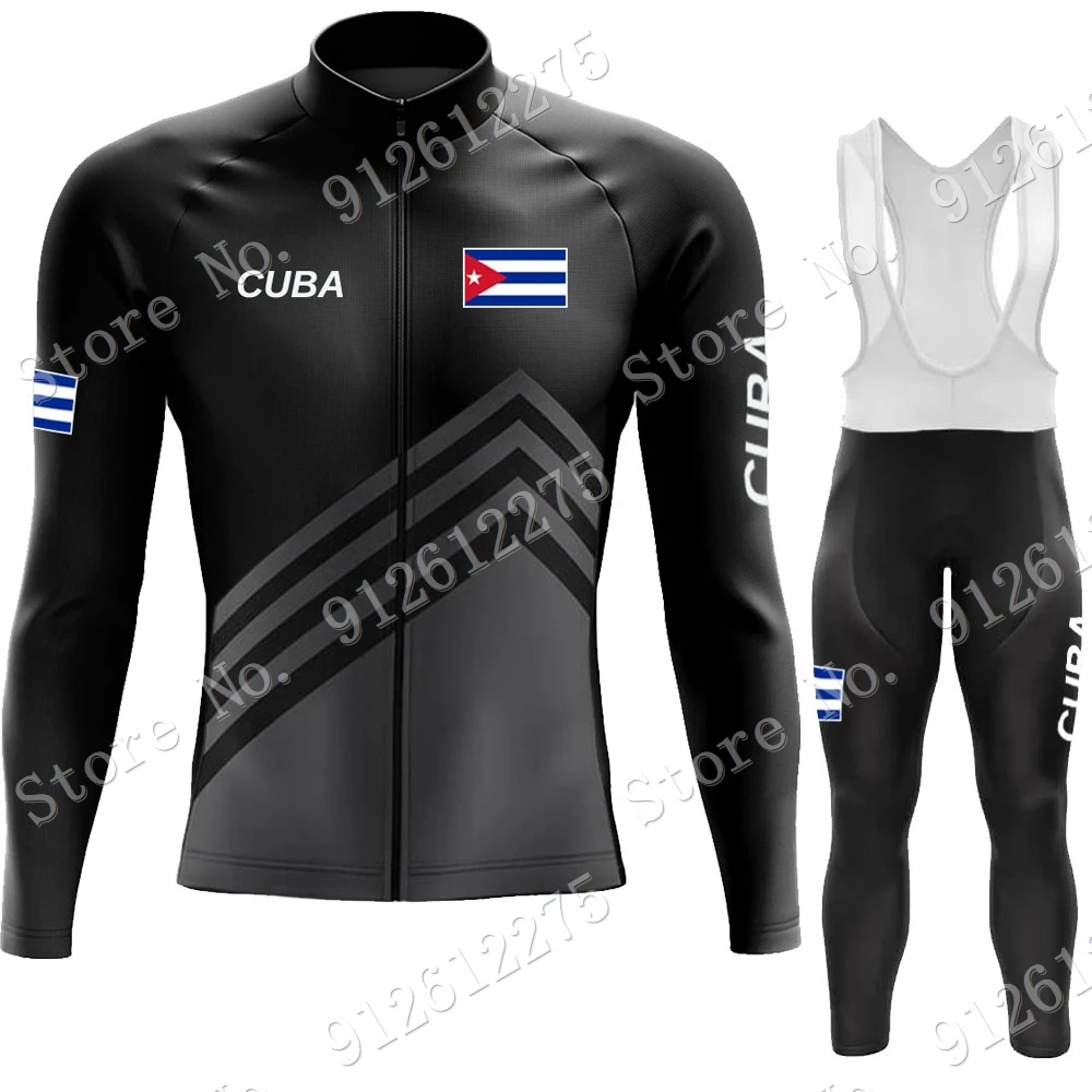 Cycling Gear Winter - คิวบาชุดขี่จักรยาน Jersey ขี่จักรยานเสื้อผ้าชุดบุรุษแขนยาว MTB จักรยานกางเกง Bib