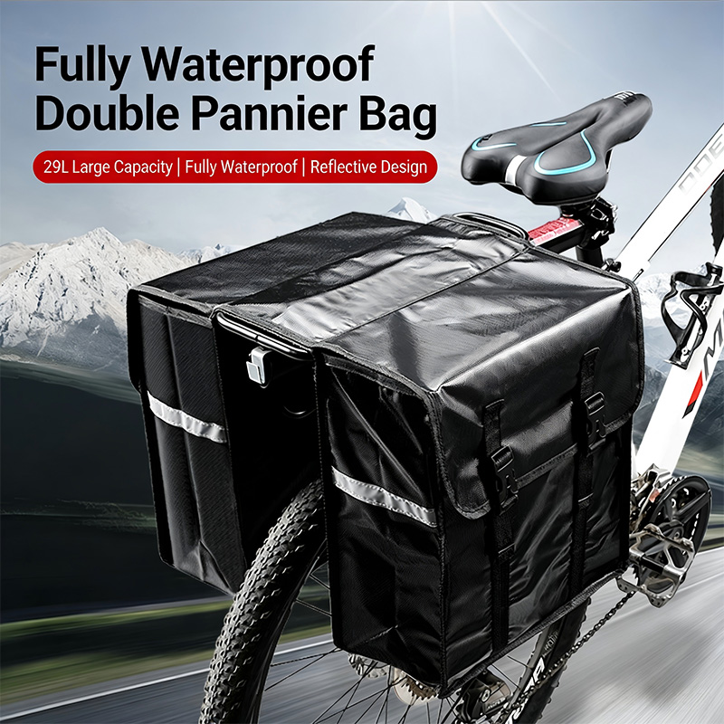 Cycling Gear Duffle - กระเป๋าใส่จักรยานแบบกันน้ำความจุขนาดใหญ่สองด้าน, กระเป๋าเก็บสัมภาระด้านหลังสำหรับจักรยานเสือภูเขา, อุปกรณ์ปั่นจักรยานกลางแจ้ง