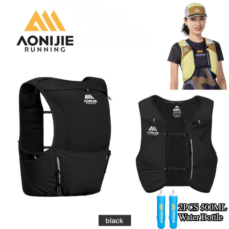 Cycling Gear Backpack - AONIJIE อัพเกรด MB 8L กระเป๋าเป้สะพายหลังสำหรับวิ่งเทรลน้ำหนักเบา ช่องเก็บของหลายช่องพร้อมที่ใส่ไม้เท้าสำหรับการเดินป่าปีนเขาขี่จักรยาน