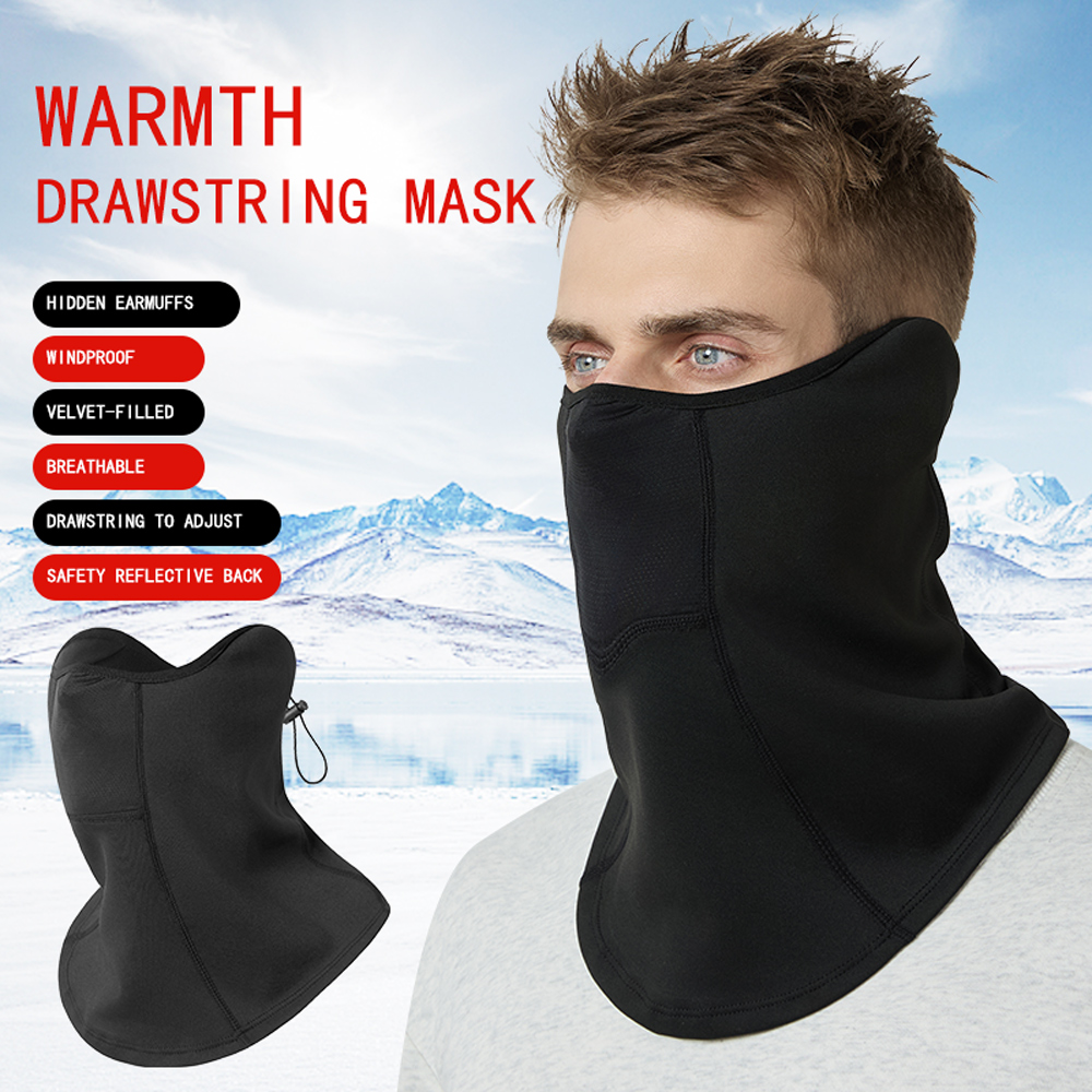 Cycling Gear Winter - หน้ากากกันหนาวสำหรับปั่นจักรยาน หน้ากากกันลมหนาวแบบหนา ป้องกันความหนาวเย็น ปิดคอและใบหน้า ผ้าฟลีซหนา ปิดคลุมศีรษะ