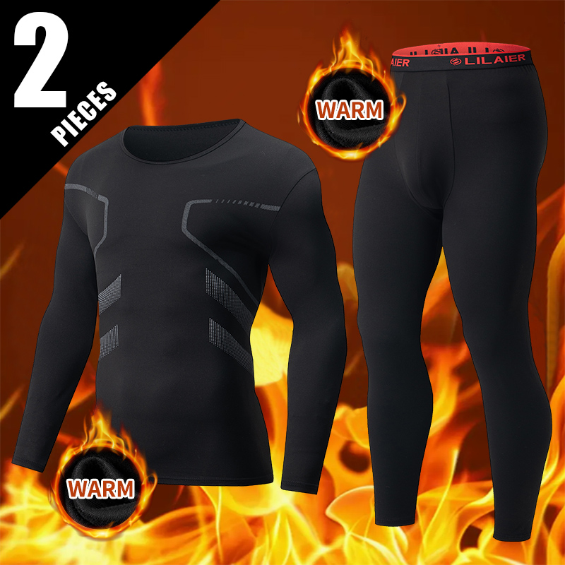 Cycling Gear Winter - ชุดชั้นในกีฬาลำลองพิมพ์ลายแฟชั่นสำหรับผู้ชาย ฤดูใบไม้ร่วงและฤดูหนาว 1/2 ชิ้น ชุดออกกำลังกายสำหรับปั่นจักรยานและวิ่ง ไซส์ใหญ่