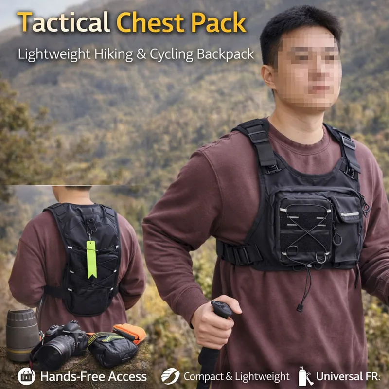 Cycling Gear Duffle - กระเป๋าคาดอกแบบยุทธวิธีรุ่นใหม่ปี 2026 พร้อมถุงน้ำ 2 ลิตร กระเป๋าสะพายอุปกรณ์น้ำหนักเบาปรับได้